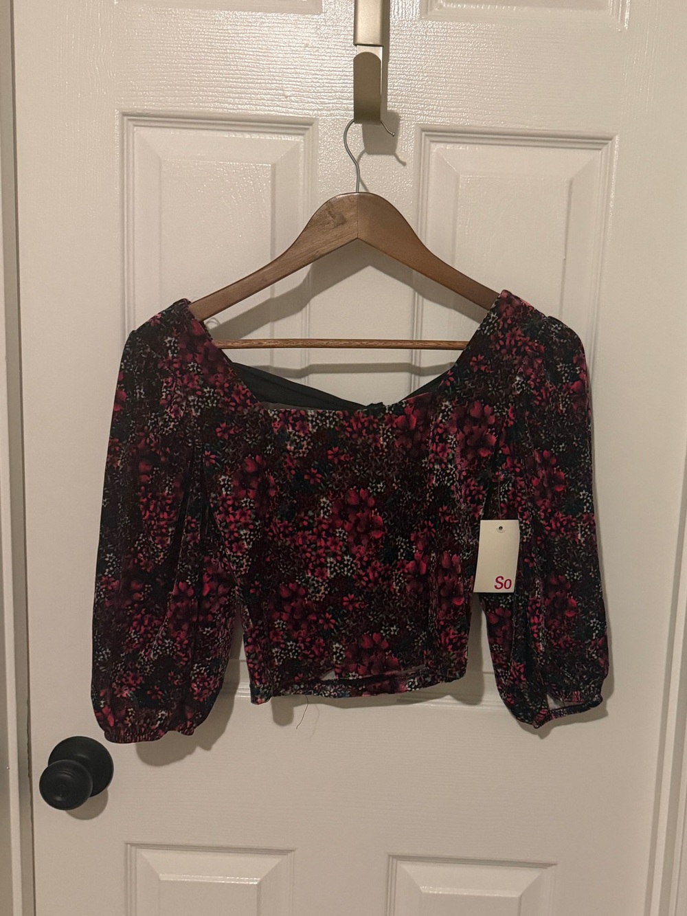 Kohl's Floral Tie-Back Blouse in Black & Pink Size Small NWT